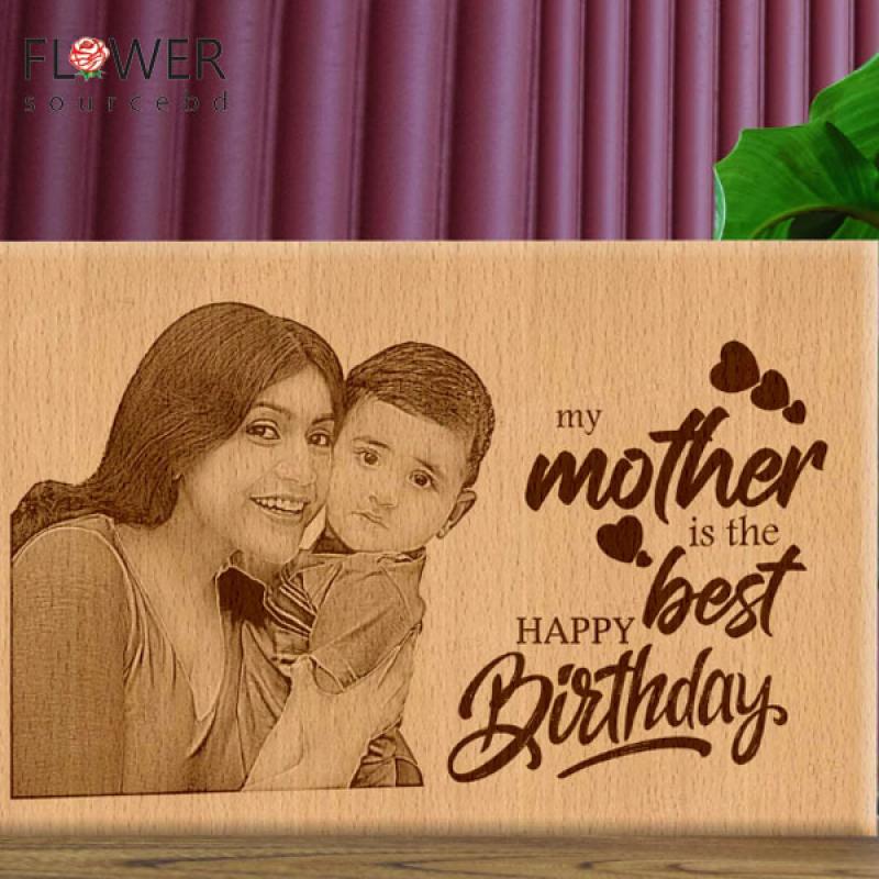 Engraved wooden photo For Mom