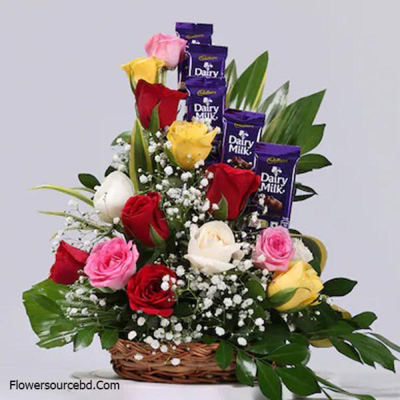 Roses with Sweet Dairy Milk – A Perfect Blend of Love and Delight
