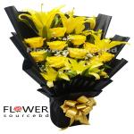 Yellow Roses & Lily Bouquet