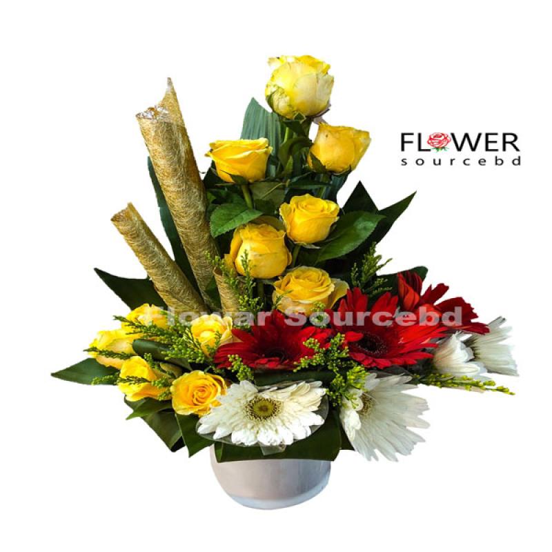 Gerbera & Yellow Roses