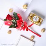 Single Rose with Ferrero Rocher