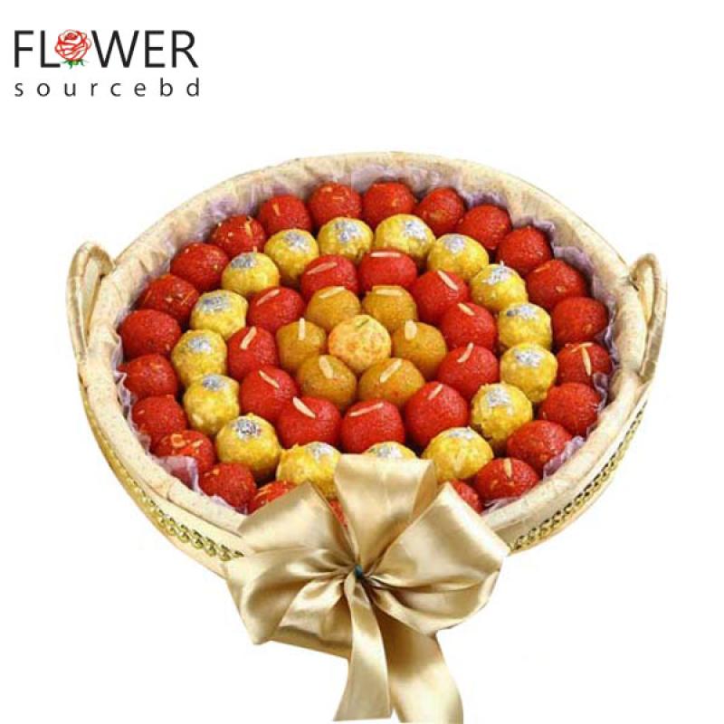 Big Daala of Assorted Laddu for Wedding Gift